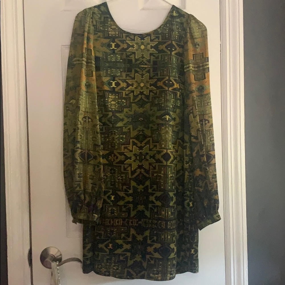 Mini 70s print Cocktail dress. 100% silk